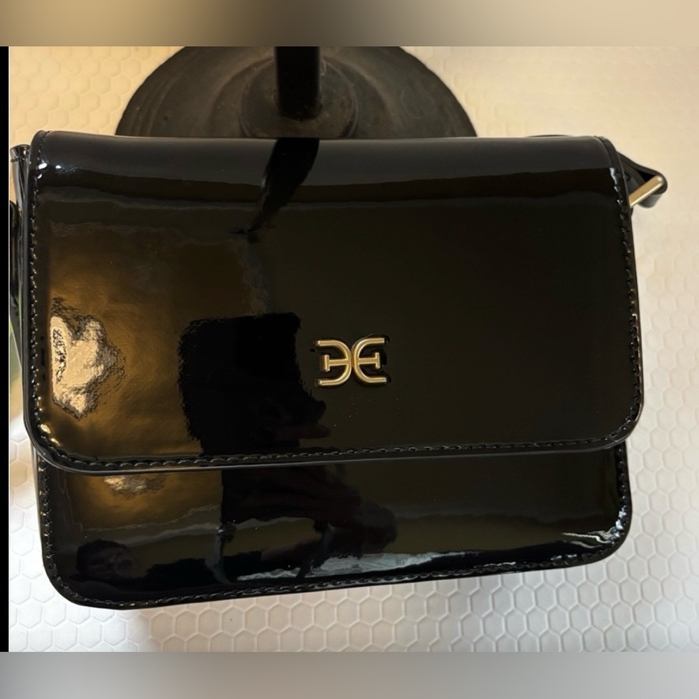 Sam Edelman Black Patent Leather Shoulder Crossbody with Gold Hardware - Picture 2 of 8